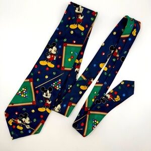 Disney Mickey Unlimited Mickey Mouse Blue Billiards Pool Polyester Tie Necktie